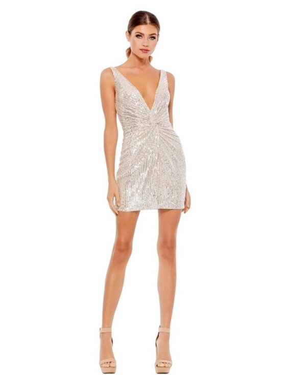 Mac Duggal Dresses & Skirts - Mac Duggal 26496 Silver Sequin Mini Dress Size 0 New With Tags